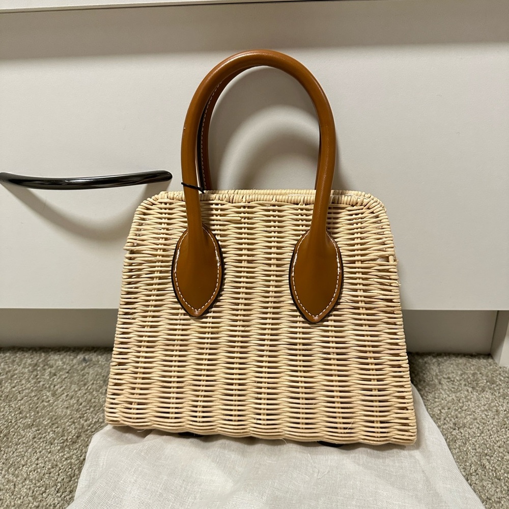 Zara Tan Woven Tote Bag